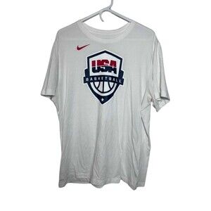 Nike USA Basketball Shirt Men's XL White Short Sleeves Sports Olympics